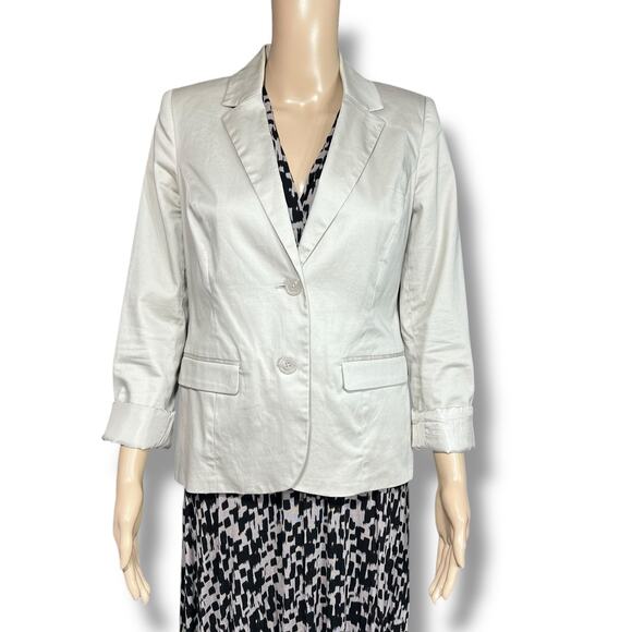 212 Collection Womens Blazer Suit Jacket Single Breast Notched Collar Beige Sz 8 - Picture 1 of 15
